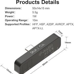 Skull & Co. AudioStick Bluetooth 5.0 Wireless Audio Transmitter *NEW*
